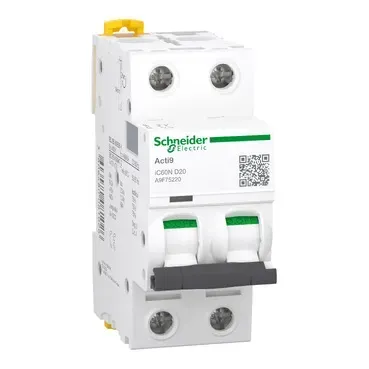 Acti9 Ic60N, Intreruptor Automat Miniatura, 2P, 20A, curba B, A9F73220