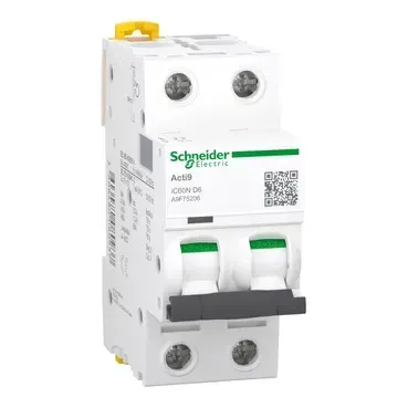  Acti9 Ic60N, Intreruptor Automat Miniatura, 2P, 6A, curba D, A9F75206