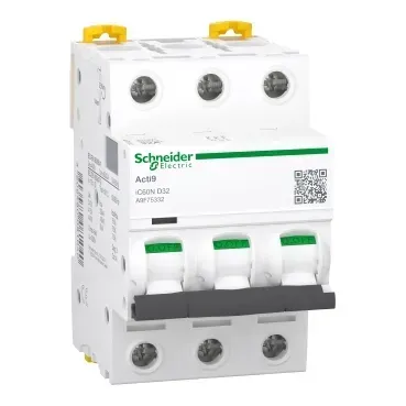 Acti9 Ic60N, Intreruptor Automat Miniatura, 3P, 32A, curba D, A9F75332
