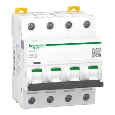 Acti9 Ic60L, Intreruptor Automat Miniatura, 4P, 6A, curba C, A9F94406