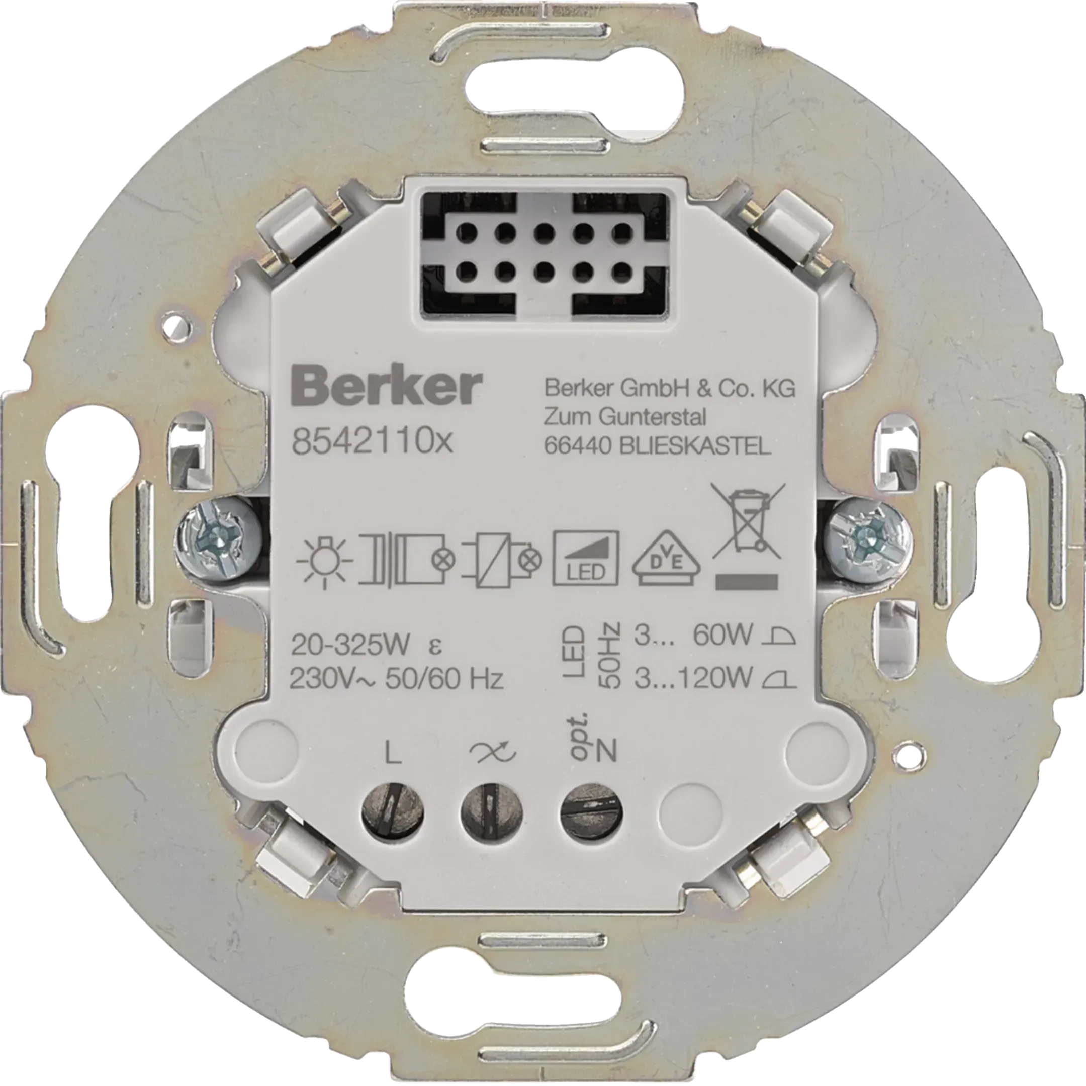  Dimmer universal Berker 1 loc seria 1930 (R, L, C, LED), inel de montare rotund, 85421101