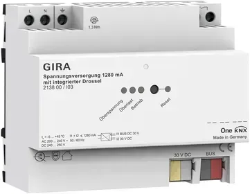 Sursă KNX Gira 1280 mA cu Drossel - pentru Gira One și KNX.