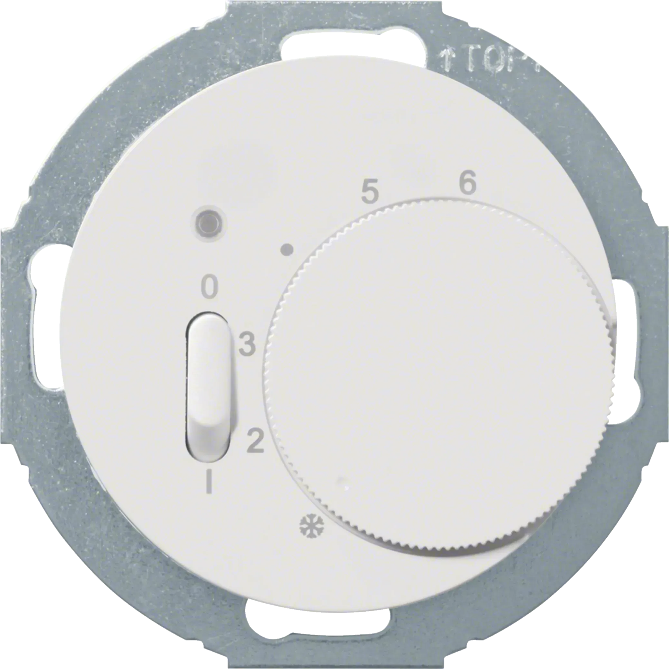 Regulator de temperatura Berker cu contact de deschidere, intrerupator basculant si LED, R.classic, seria 1930, alb polar lucios, 20302079