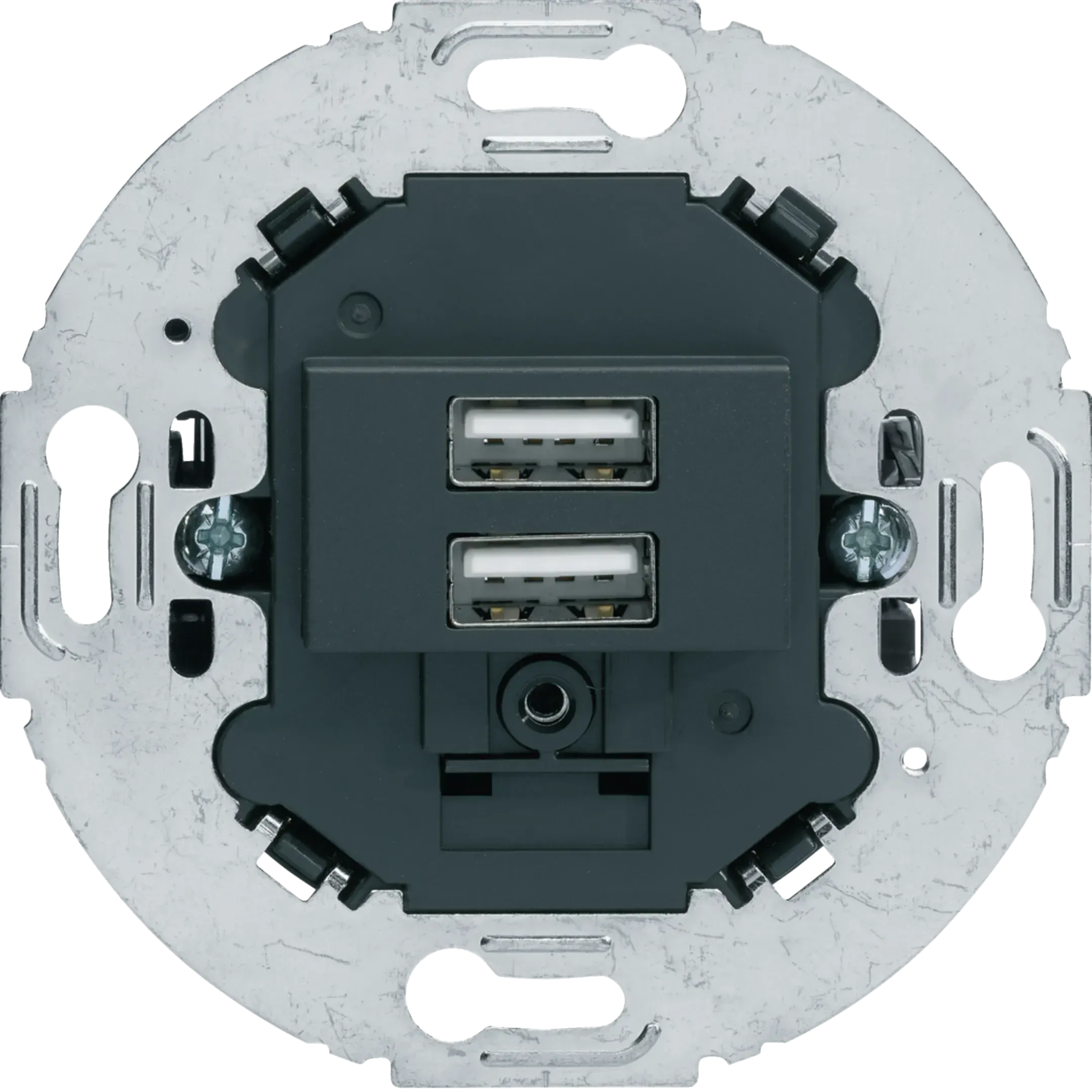 Priza USB de perete Berker, 230V, 2 x USB, 3.0A, inel de sustinere rotund, seria 1930, 260215