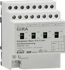 Actuator On/Off 4-canale Gira 16 A cu măsurarea curentului - sarcina C