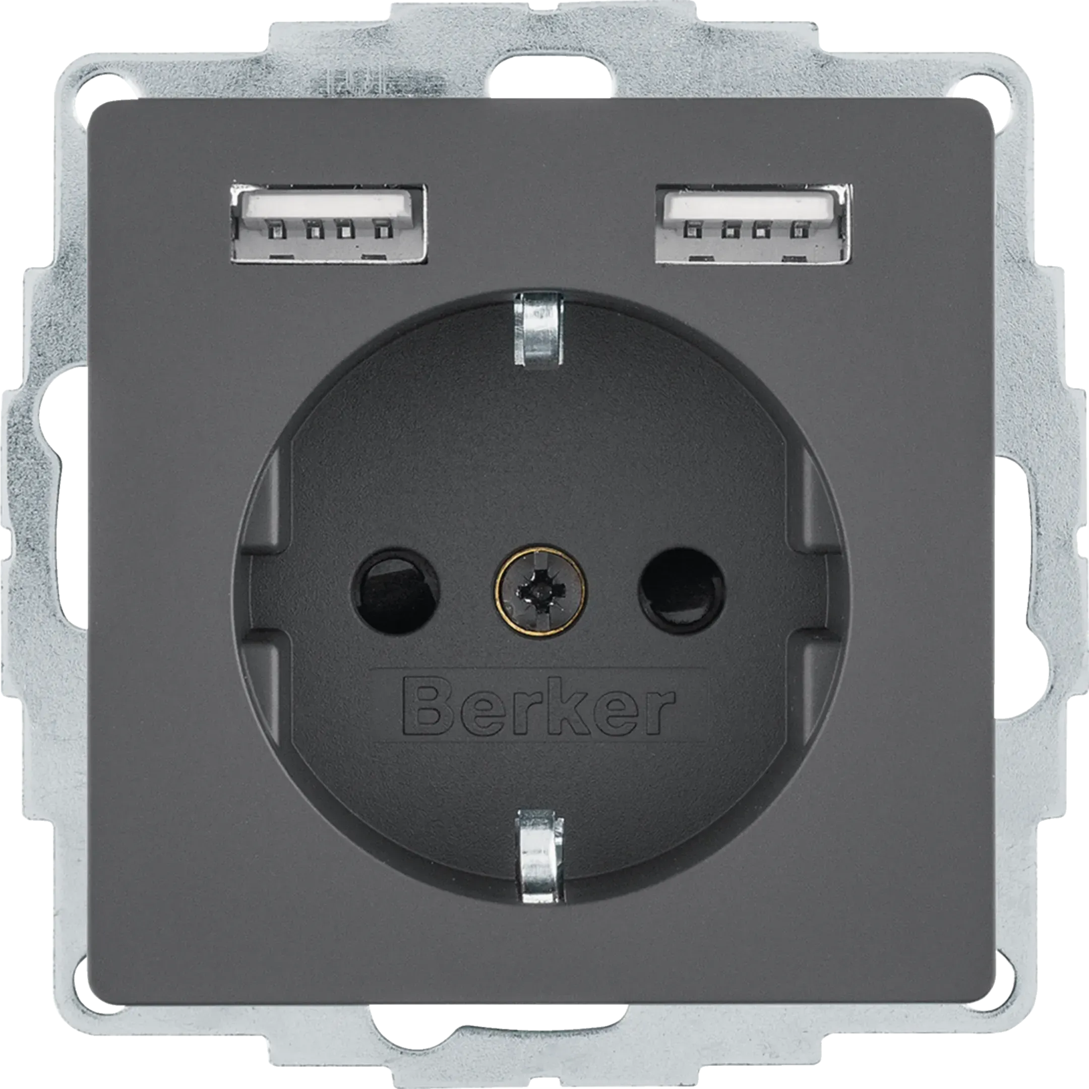 Priza Berker incastrata 1 modul cu USB A-A, seria Q.x/Q.9 antracit mat, lacuit 48036086
