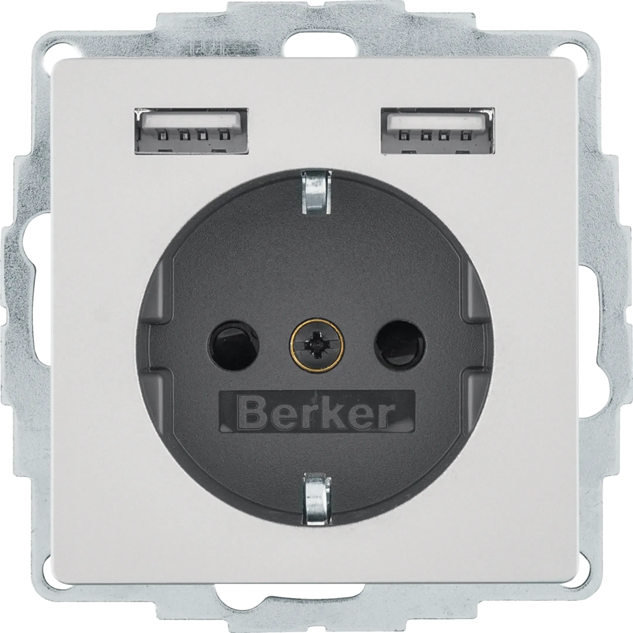 Priza Berker cu USB A-A, seria Q.x/Q.9 aluminiu mat, lacuit 48036084