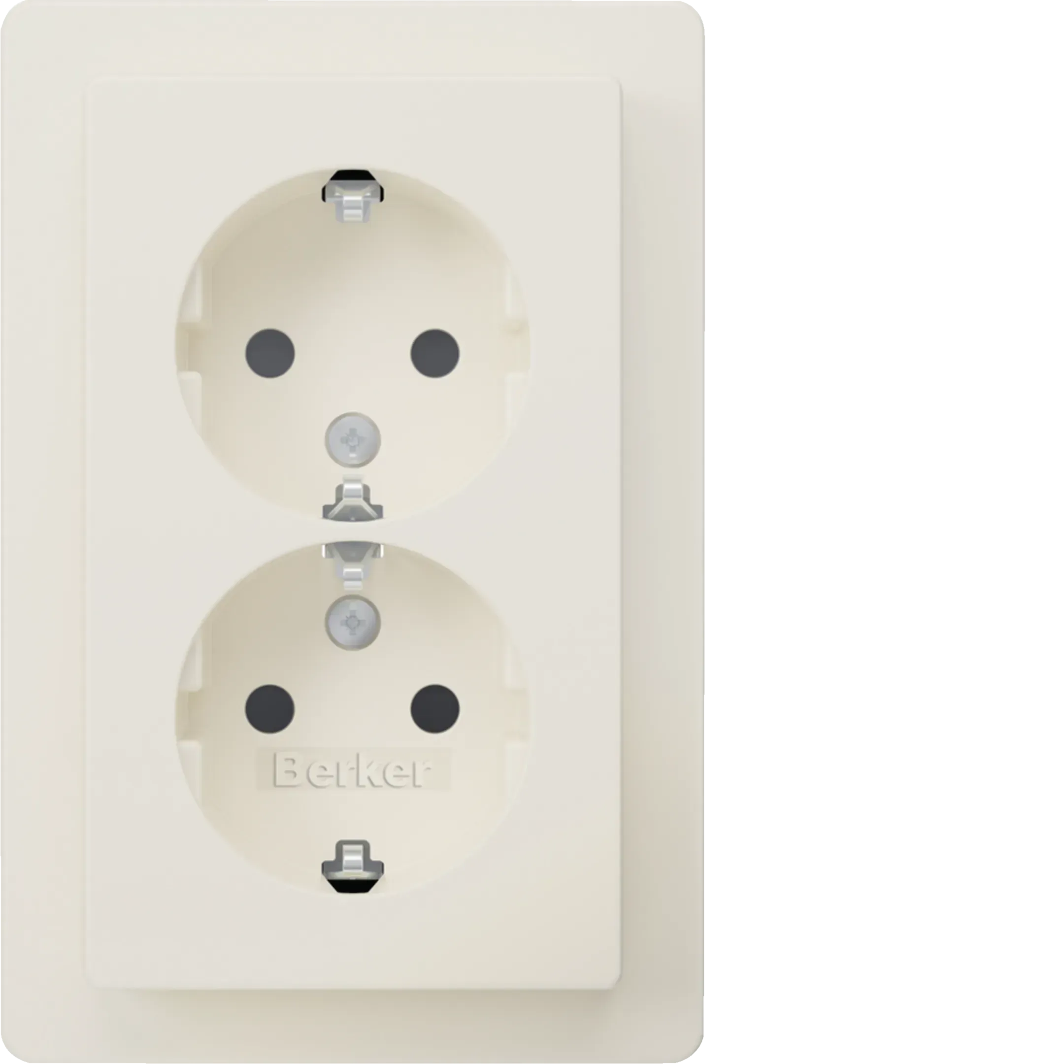 Priza dubla Berker cu placa de acoperire inaltata si contact de protectie, seria Q.1 alb polar , mat 47596089