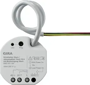 Actuator On/Off - Jaluzele   2 canale  16 A cu 3 intrări binare pentru Gira One și KNX.