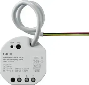 Actuator dimabil Gira 1-canal 200 W cu 3 intrări binare pentru Gira One și KNX