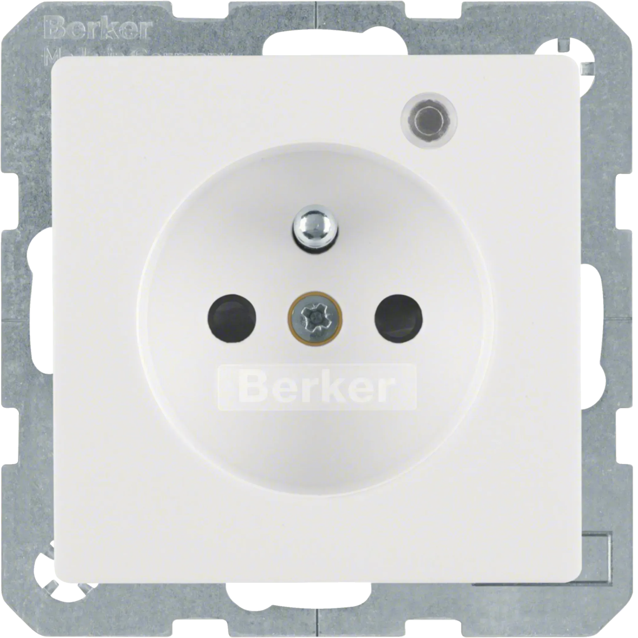 Priza Berker cu stift de protectie si LED de control, seria Q.x alb polar mat 6765096089