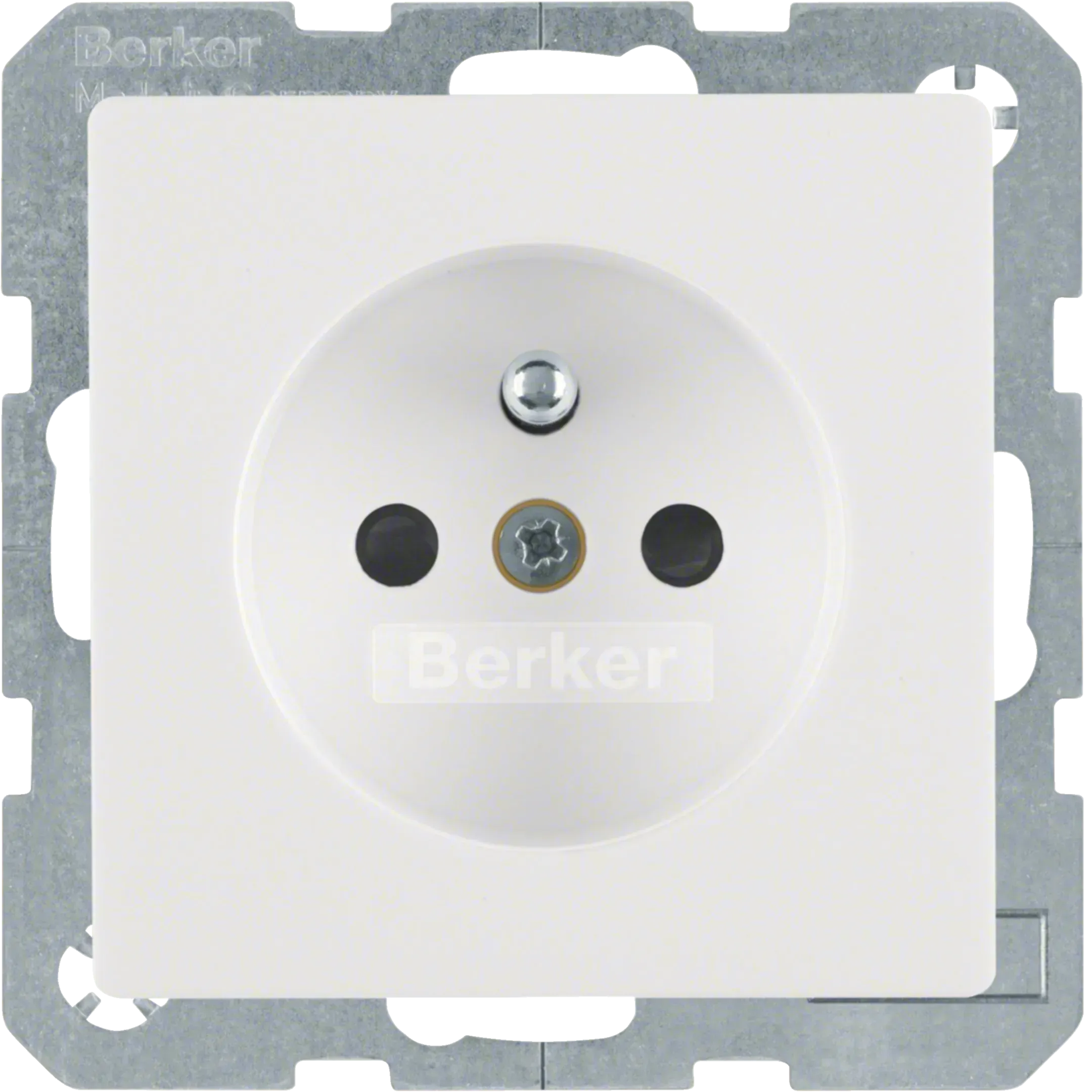 Priza Berker cu stift de protectie si BS inaltat, seria Q.x alb polar mat 6768766089