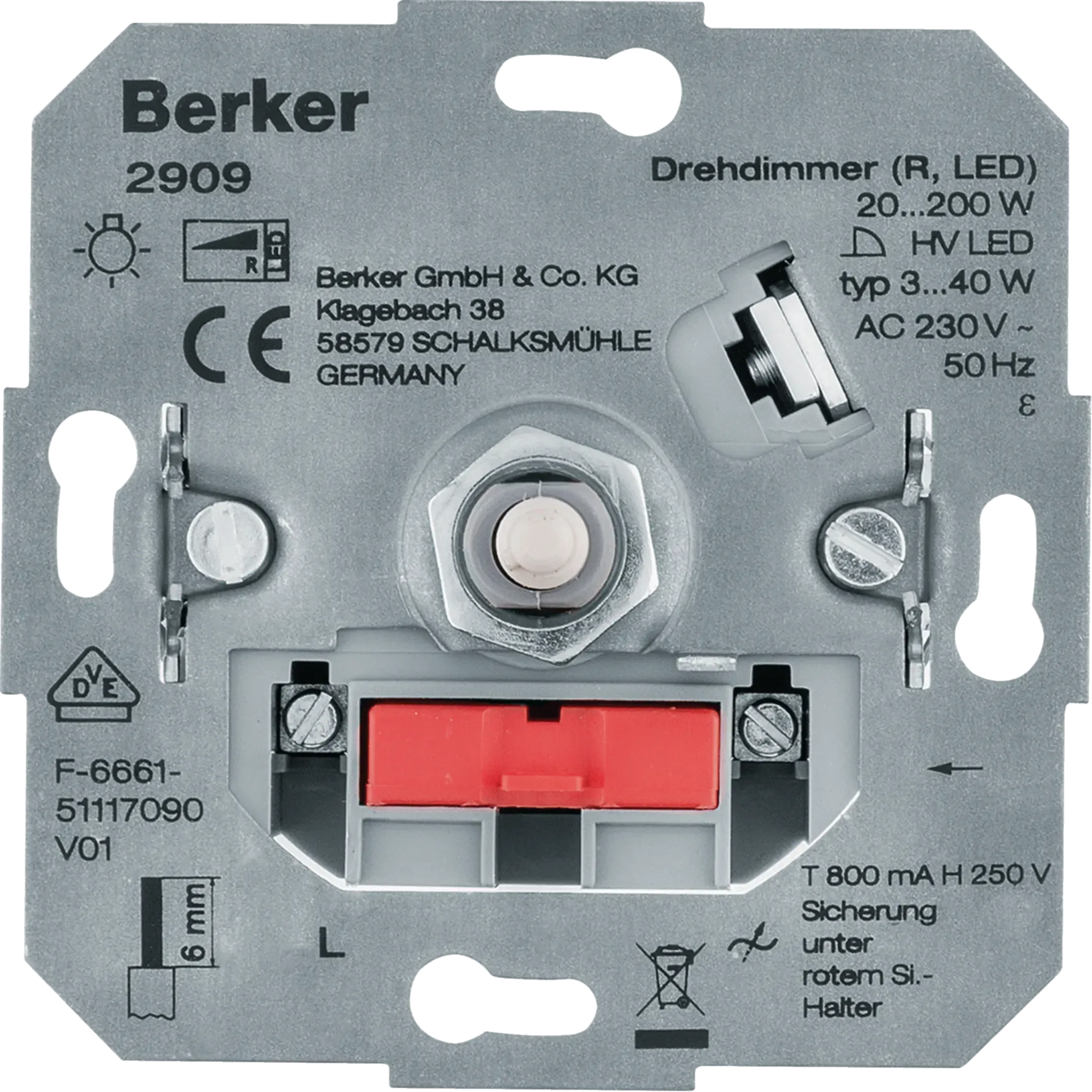 Dimmer rotativ Berker (R, LED), pentru controlul iluminatului seria Q.3, 2909