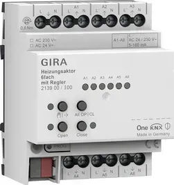 Actuator pentru încălzire, 6 canale cu controler pentru Gira One și KNX.