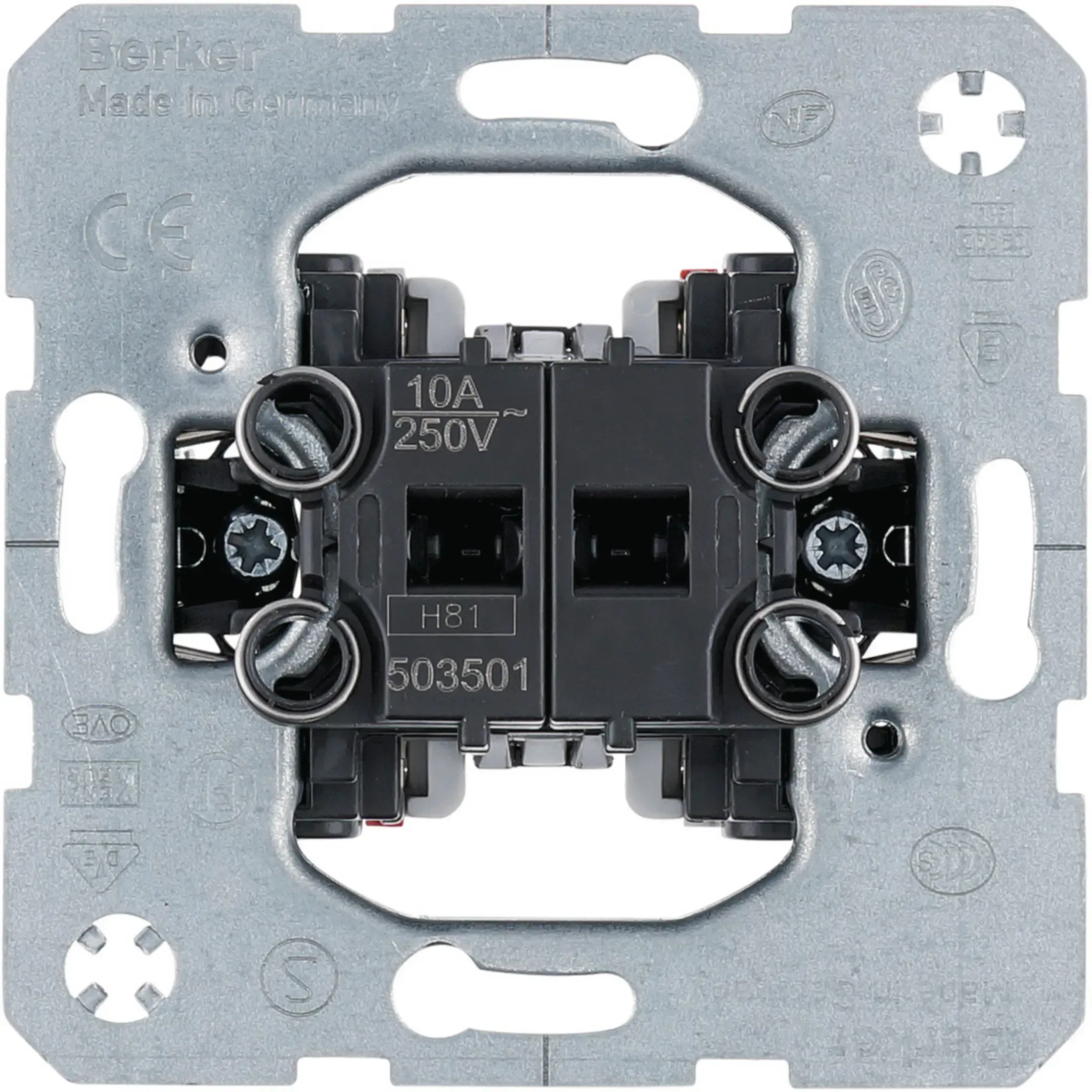 Buton dublu Berker, NC si NO, cu borne de intrare separate, seria Q.3, 503501