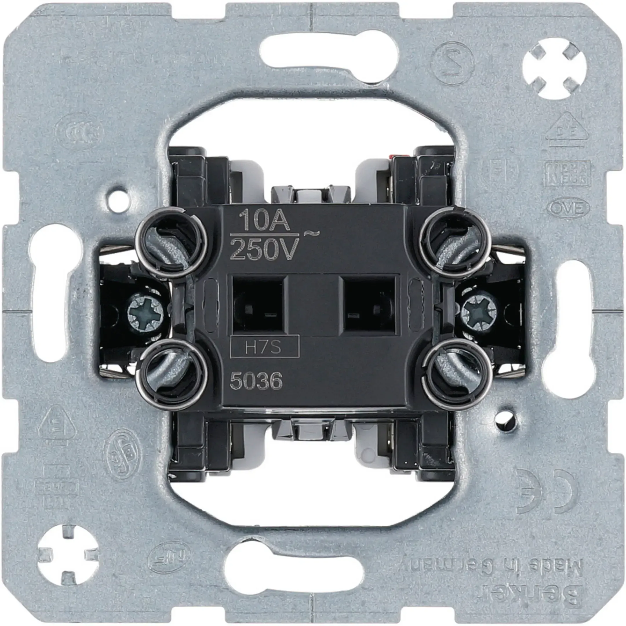 Buton basculant Berker, alternativ, incastrat, utilizabil ca NC sau NO, seria Q.3, 5036