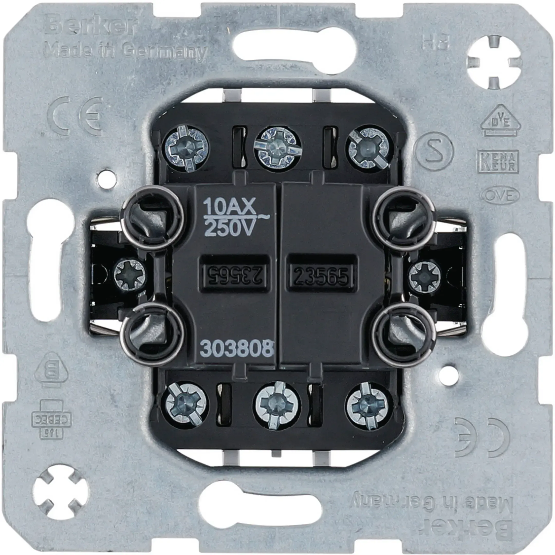 Intrerupator dublu pornit/comutat cu borne de intrare separate, 10A/250V, iluminabil Berker 303808