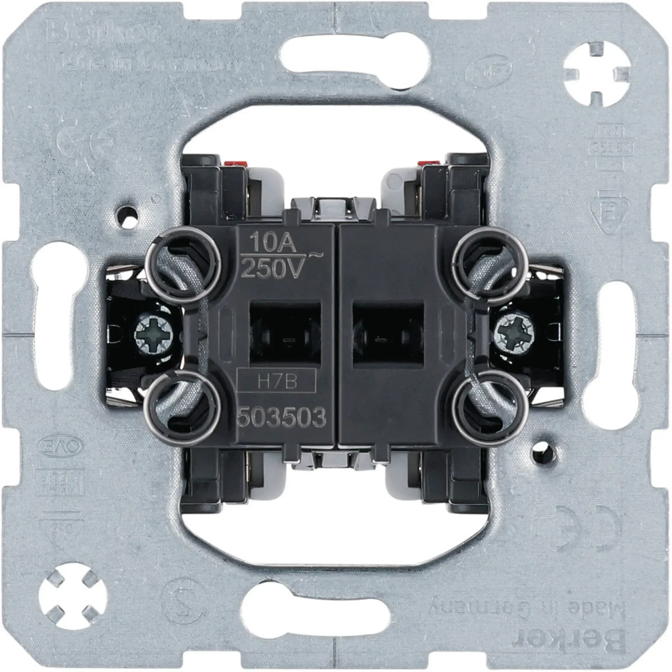 Intrerupator de revenire dublu cu 2 contacte normal deschise si borne de intrare separate 250V Berker 503503