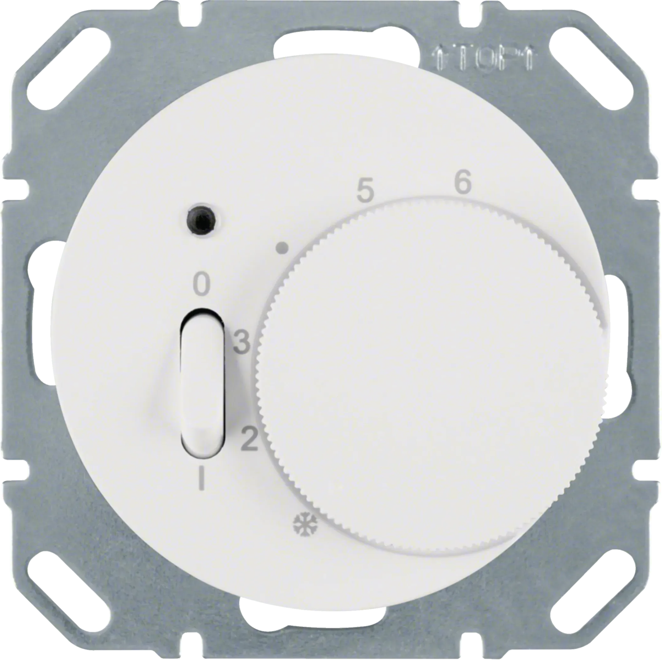 Regulator de temperatura Berker cu contact NF, capac central, intrerupator basculant si LED, seria R.1/R.3, negru, lucios 20302045
