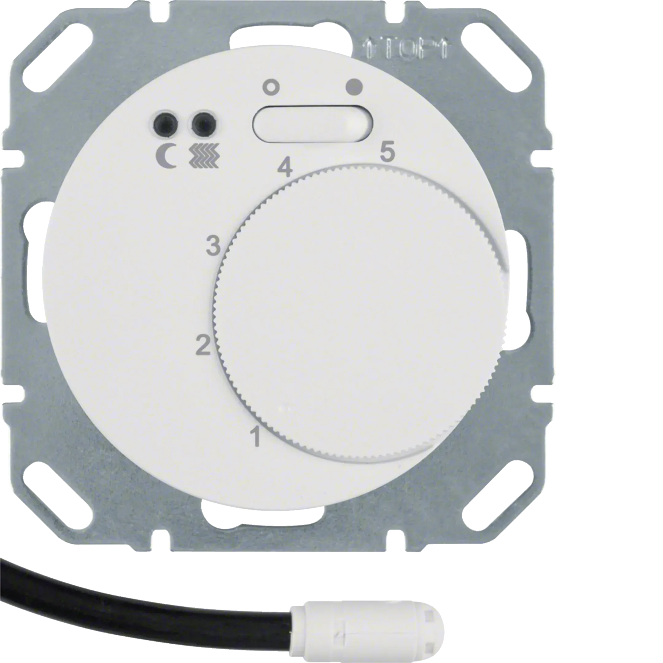 Regulator de temperatura pentru pardoseala Berker cu contact NO, capac central, intrerupator basculant, seria R.1/R.3, negru, lucios 20342045