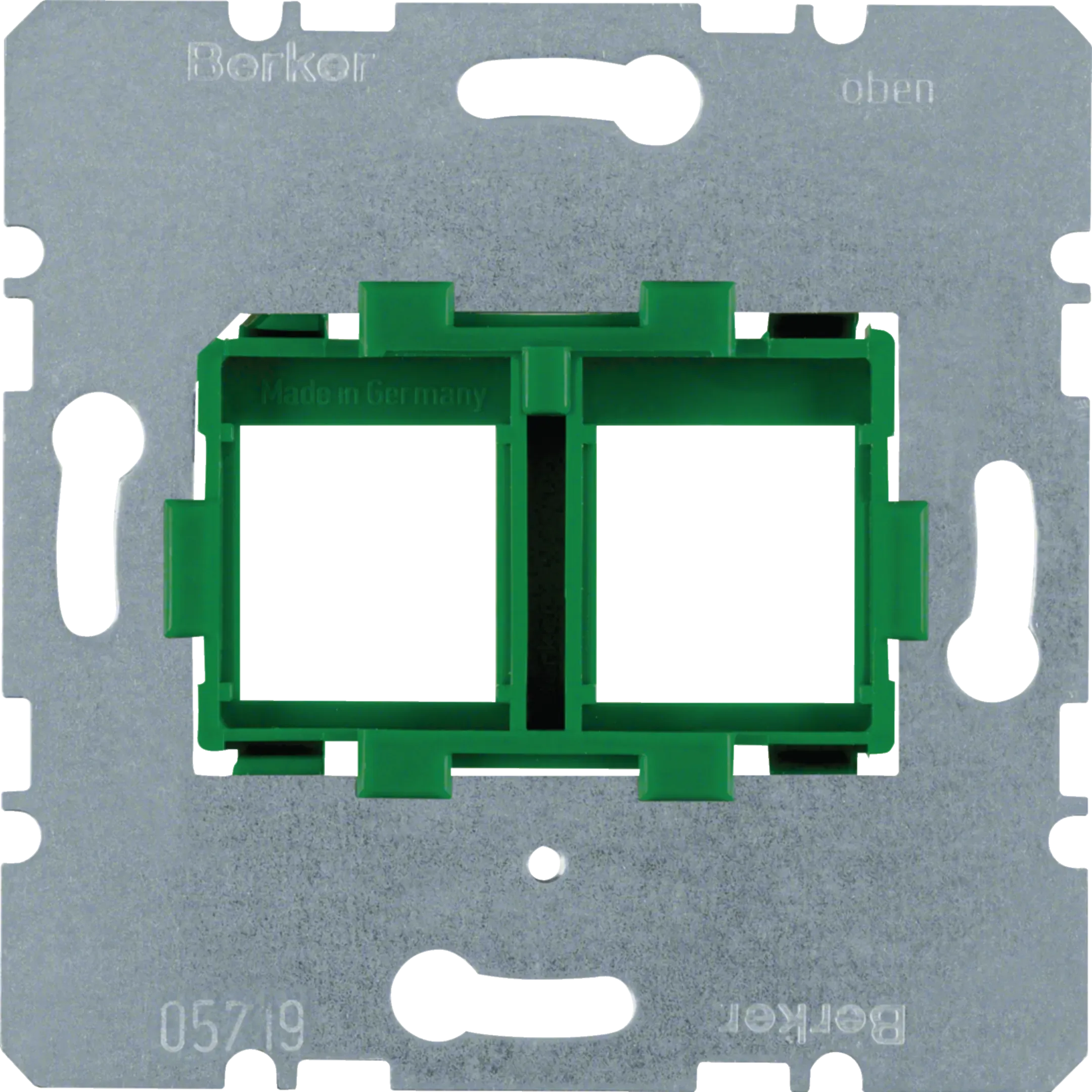 Placa suport Berker cu prindere verde, dubla, pentru module Modular Jack 454104