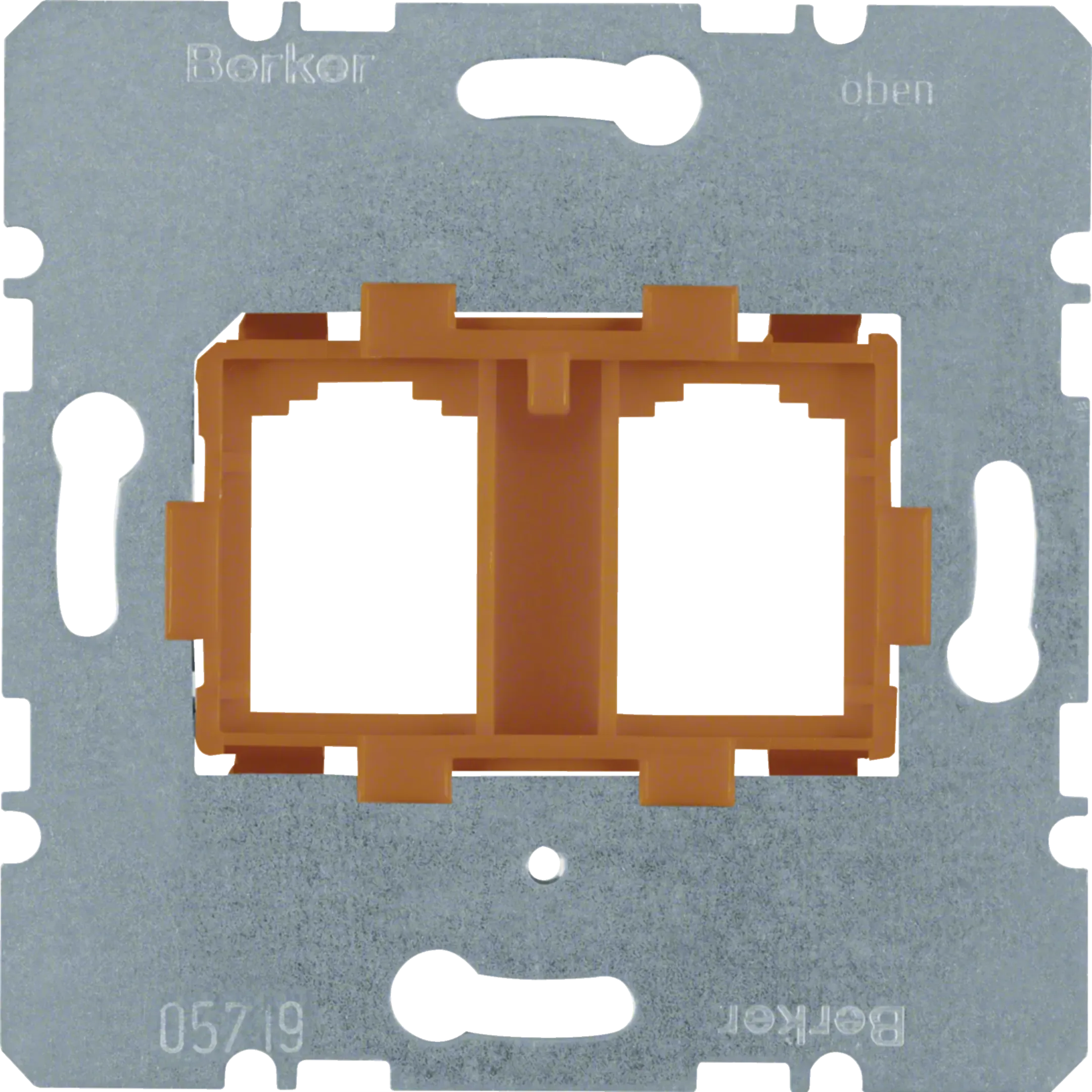 Placa suport Berker cu prindere portocalie, dubla, pentru module Modular Jack 454109
