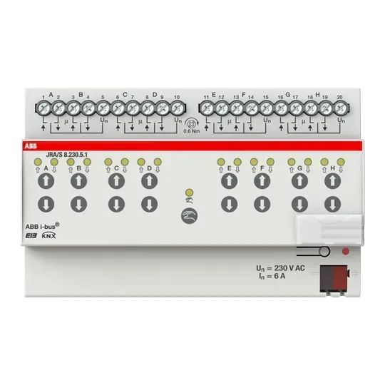 JRA/S8.230.5.1 - Actuator pentru jaluzele, temporizator de deplasare, 8 canale, 230 V CA, control manual, REG