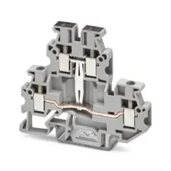 MUTTB 2,5-PV – Clemă mini de trecere cu șurub, 500V, 22A, gri, dublu etaj, cu conector de potențial