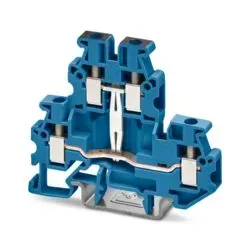 MUTTB 2,5-PV BU – Clemă mini de trecere cu șurub, 500V, 22A, albastru, dublu etaj, cu conector de potențial -50 buc