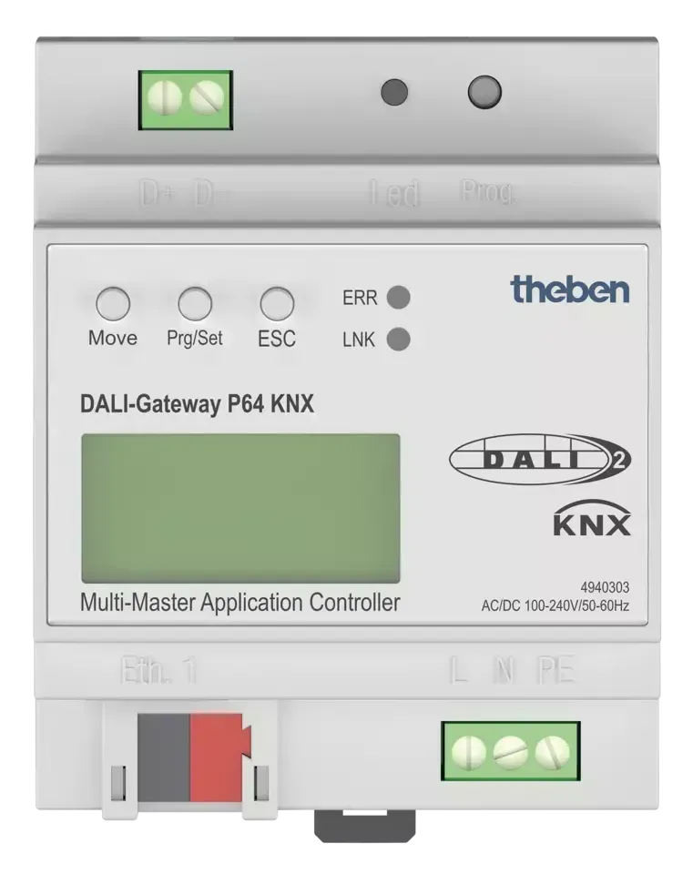 Controlerul de Aplicație Multi-Master ca interfață între sistemul DALI și busul KNX, DALI-Gateway P64 KNX