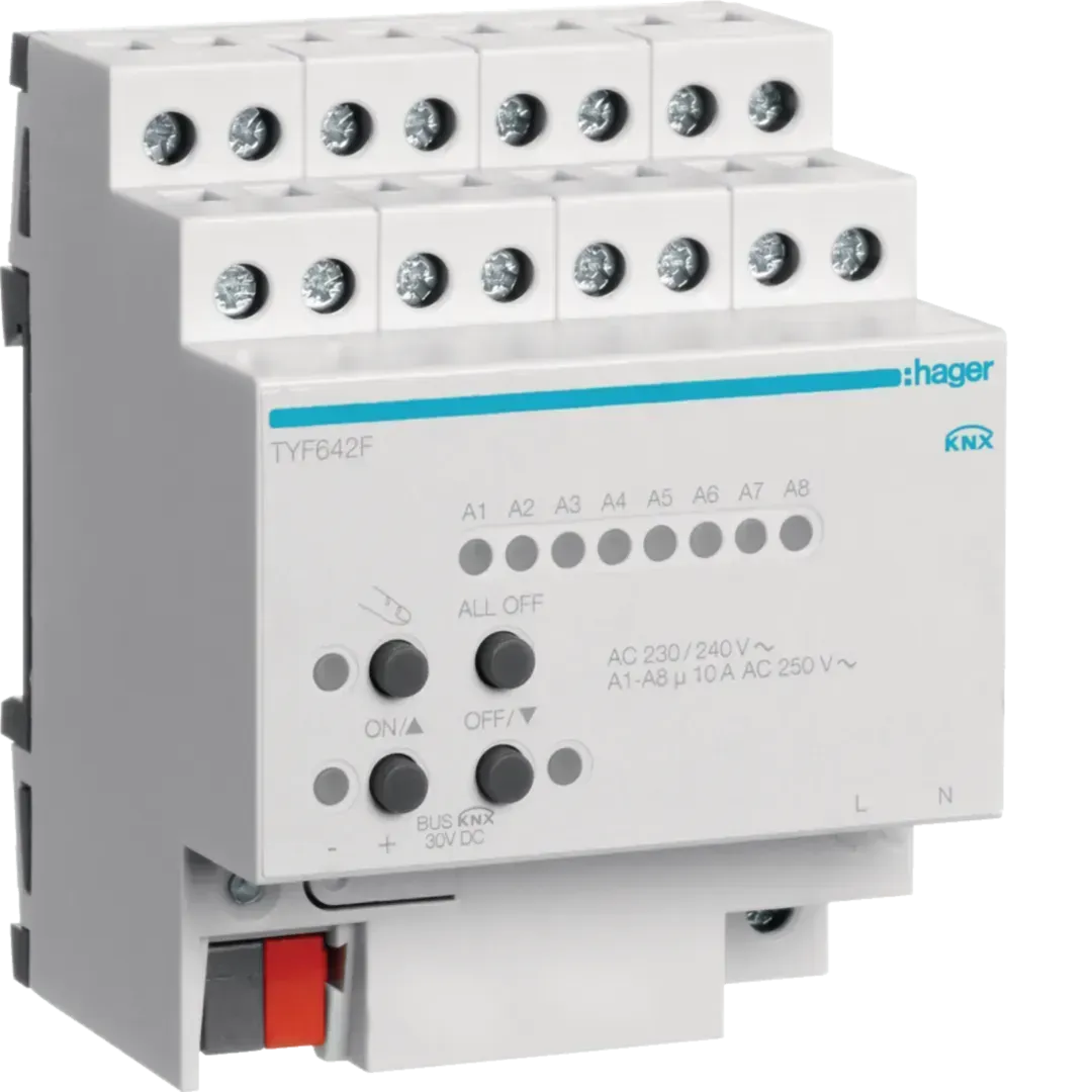 Ieșire pentru unitate fan coil cu 2 canale KNX, 10A, TYF642F