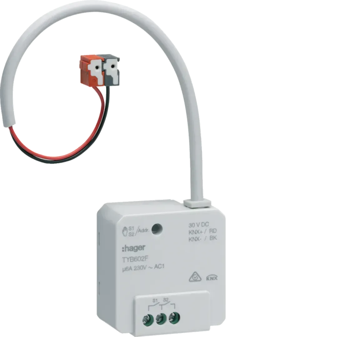 Actuator de comutare/jaluzele 2/1-canale KNX, 6A, montaj îngropat (UP), TYB602F