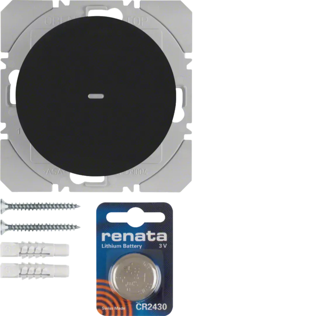 Emițător de perete radio KNX, 1 canale, plat, Quicklink R.1/R.3, negru, lucios.85655231