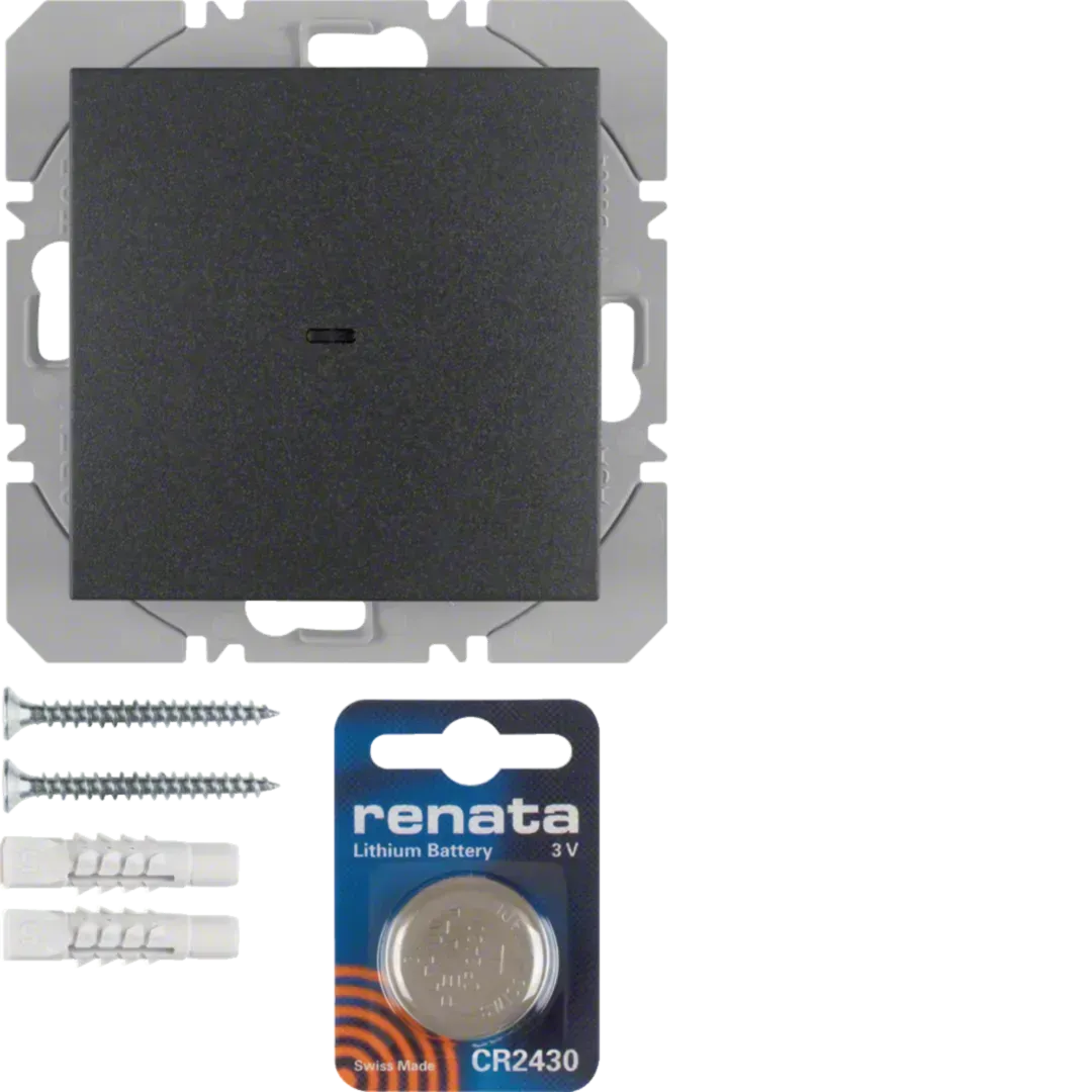 Emițător de perete radio KNX, 1 canal, plat, Quicklink K.1, antracit, mat. 85655275