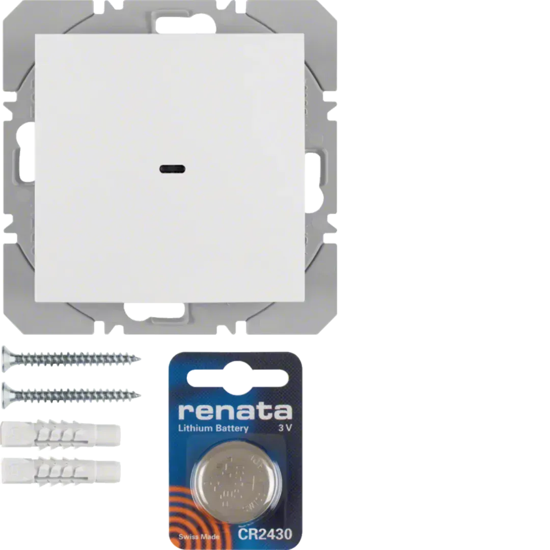 Emițător de perete wireless KNX 1 canal plat Quicklink S.1/B.3/B.7 alb polar, lucios. 85655289