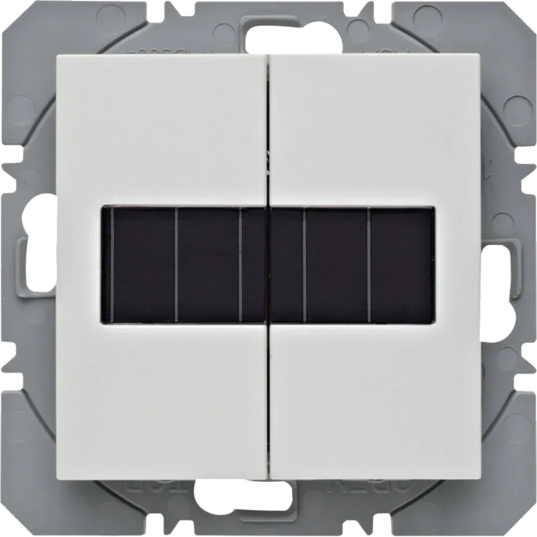 Emițător de perete wireless KNX 2 canale plat Solar Quicklink S.1/B.3/B.7 alb polar, mat. 85656188
