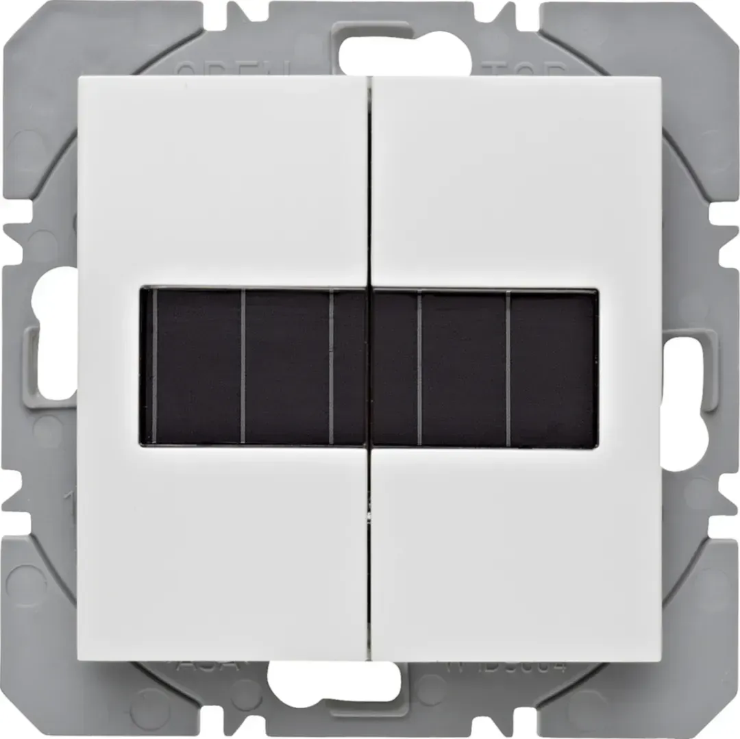 Emițător de perete KNX-Funk cu 2 canale, plat, cu încărcare solară, quicklink, pentru seriile S.1/B.3/B.7, alb polar, lucios. 85656189