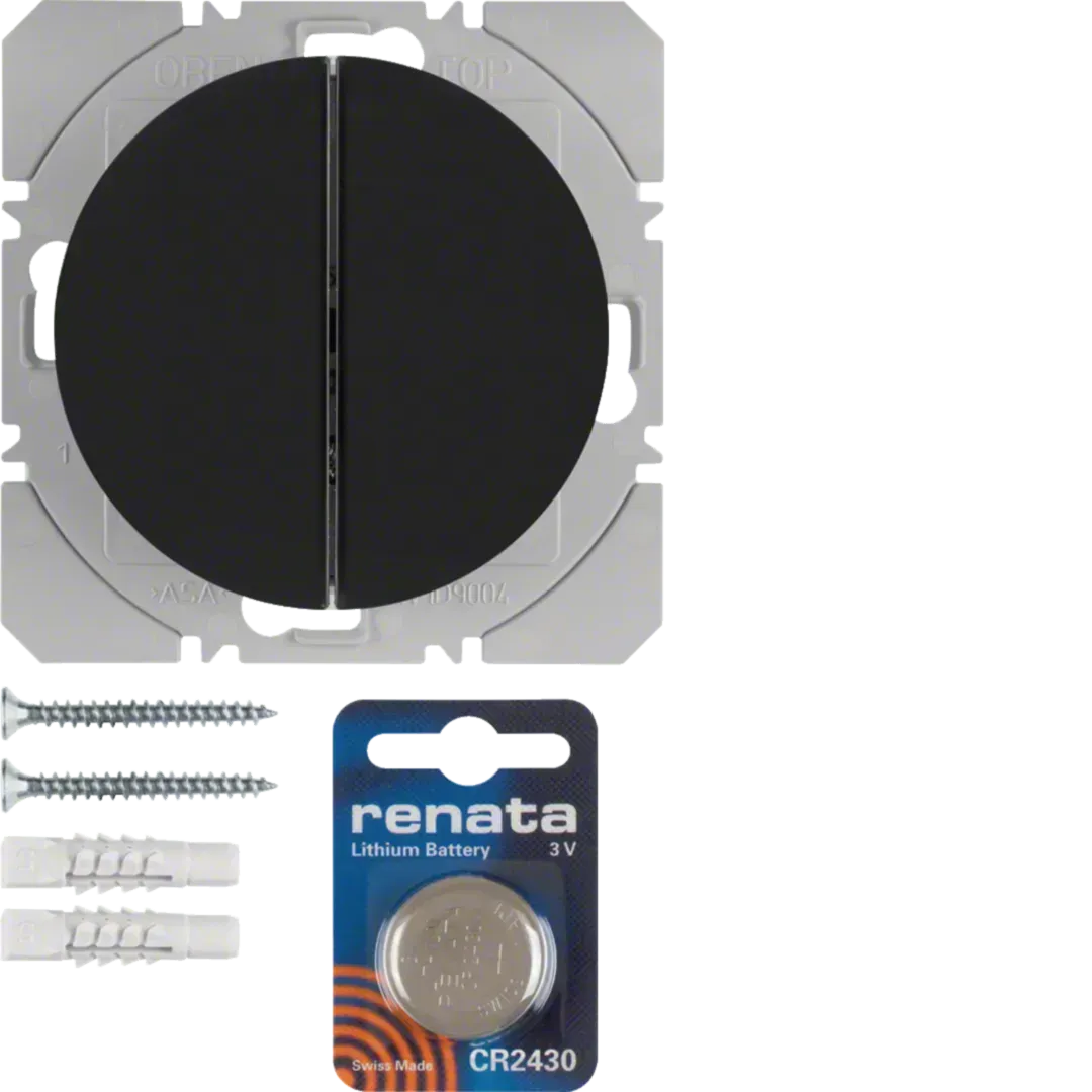 Emițător de perete KNX-Funk cu 2 canale, plat, quicklink Q.x, antracit, catifelat, 85656226