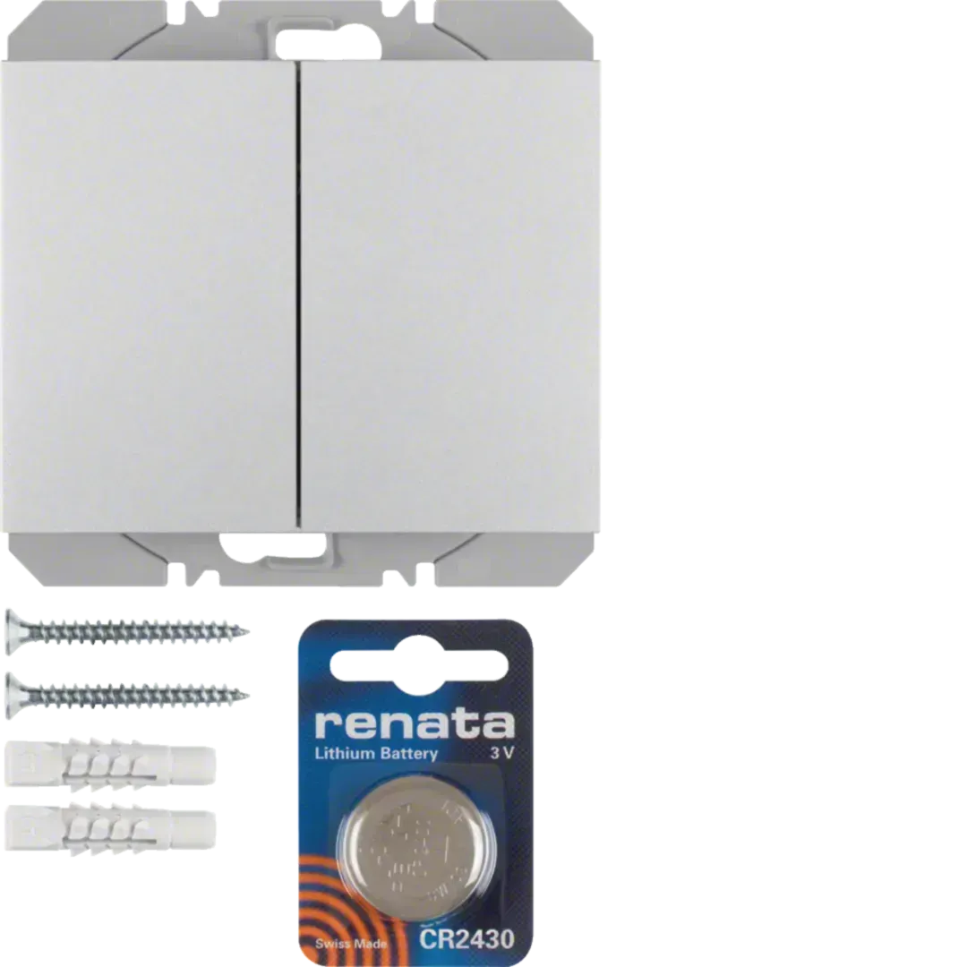 Emițător radio KNX pentru perete, dublu, plat, cu quicklink, K.5 aluminiu, lacuit. 85656277