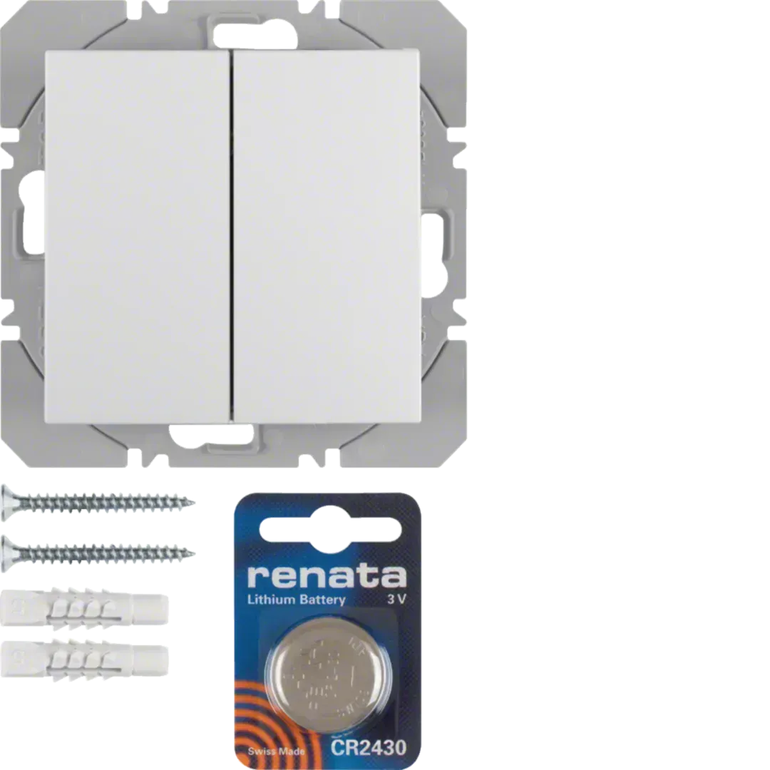 Emițător de perete KNX-Radio cu 2 canale, plat, quicklink S.1/B.3/B.7 polar alb, mat. 85656288