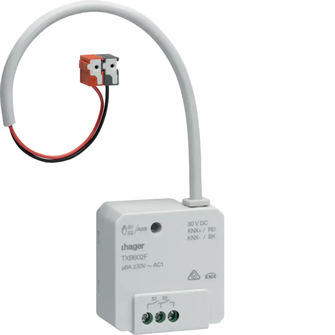 Actuator de comutare/jaluzele 2/1-fach KNX easy, 6A, montaj încastrat. TXB602F
