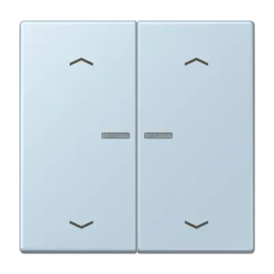 Comutator dublu tip balansier cu lentilă și simboluri săgeată pentru buton de apăsare, 2 module, lacuit din duroplastic, serie LS, outremer clair (32022). LC 102 KO5P 208