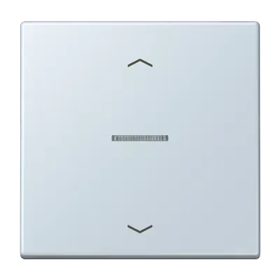 Comutator simplu tip balansier cu lentilă și simboluri săgeată pentru buton de apăsare, 1 modul, lacuit din duroplastic, serie LS, outremer pâle (32023). LC 101 KO5P 209