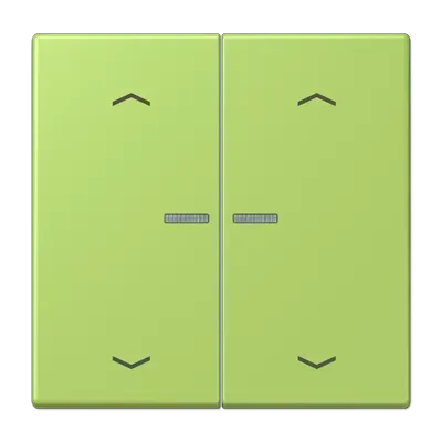 Comutator dublu cu lentilă, cu simboluri de săgeată pentru comutatorul cu două butoane, lacuit cu duroplastic, din seria LS, culoare verde deschis (Cod 32052). LC 102 KO5P 221