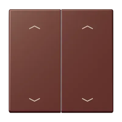 Comutator basculant cu 2 module, cu simboluri săgeată pentru buton cu 2 module, lacuit din duroplastic, seria LS, culoarea pământ ars Siena 31 (32120). LC 102 P 235