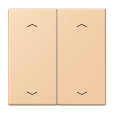 Comutator dublu cu rocker, cu simboluri săgeți pentru buton de apăsare dublu, din duroplast lacuit, gamă LS, couleur terre sienne claire 31 (32122). LC 102 P 237