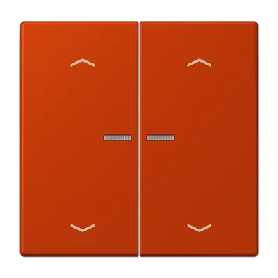 Comutator cu două ganguri cu lentilă, cu simboluri de săgeată pentru buton de apăsare dublu, vopsit cu lac duroplastic, gama LS, culoare rouge vermillon 59 (4320A). LC 102 KO5P 244