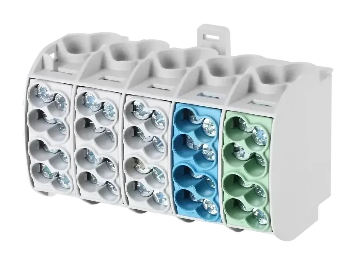 Bloc  de distribuție 25 mm², 5 poli L1 L2 L3 N PE – F-tronic