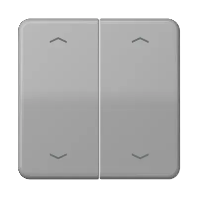 Comutator dublu de tip rocker, cu simboluri săgeți pentru butonul KNX, din duroplastic, din gama CD, gri. CD 102 P GR