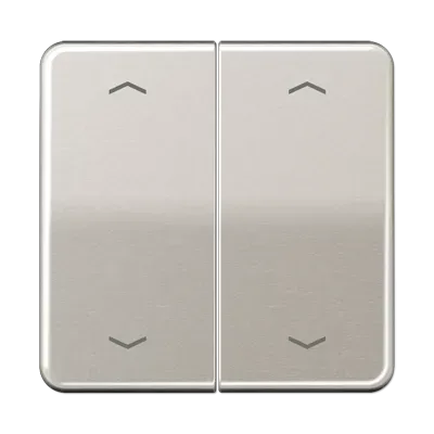 Comutator rocker dublu, cu simboluri de săgeată pentru buton KNX, lacuit cu duroplastic, gamă F10, CD, platină. CD 102 P PT